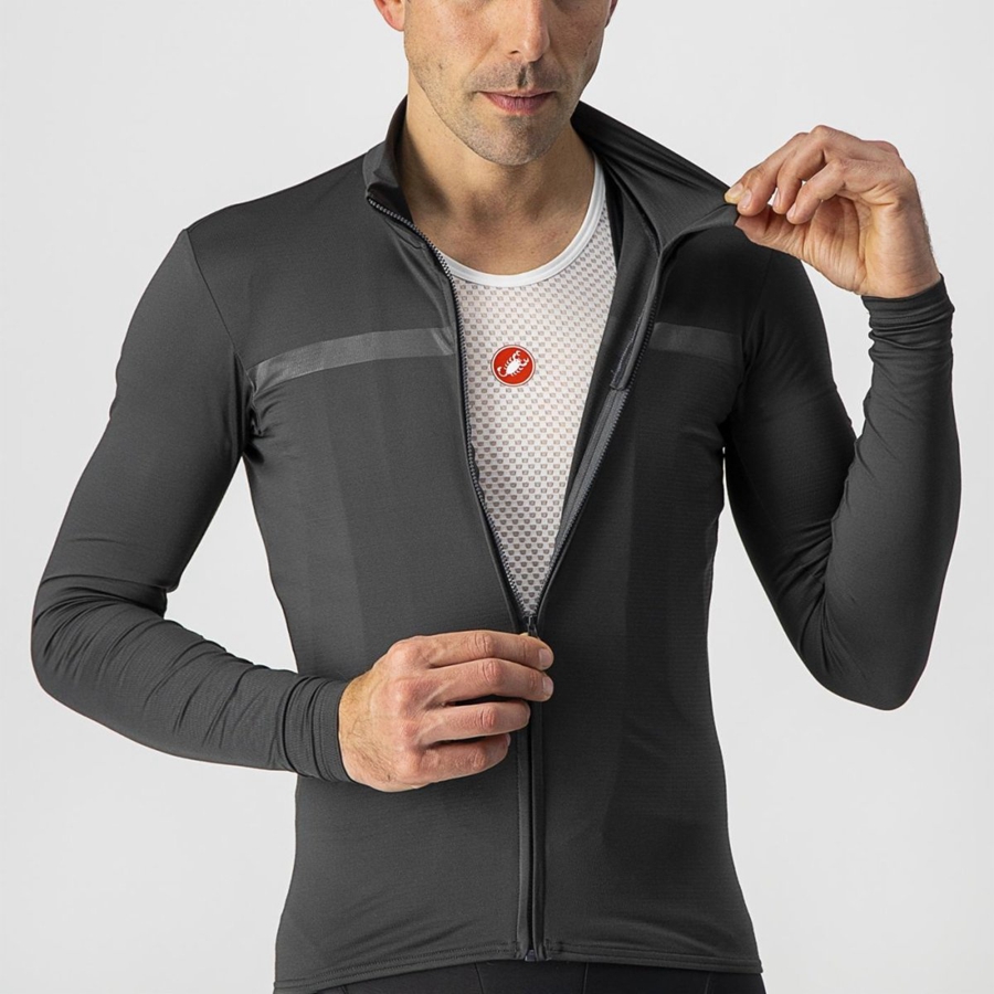Dres Castelli PRO THERMAL MID LS Panske Tmavo Siva | ACRJ-17869